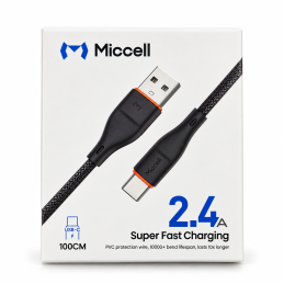 Kabel USB-A – USB-C Miccell VQ-D06, 2,4 A, 1 m, czarny - ✔️ cena, opinie | Mikrowagi.pl